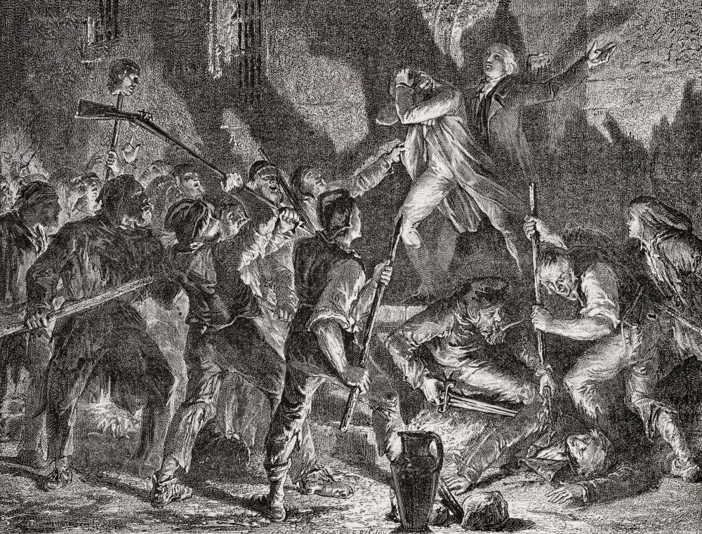 DPI1858164 Massacre In The Prisons September 1792 Engraved by C.Maurand After De La Poster Print, 17 x 13