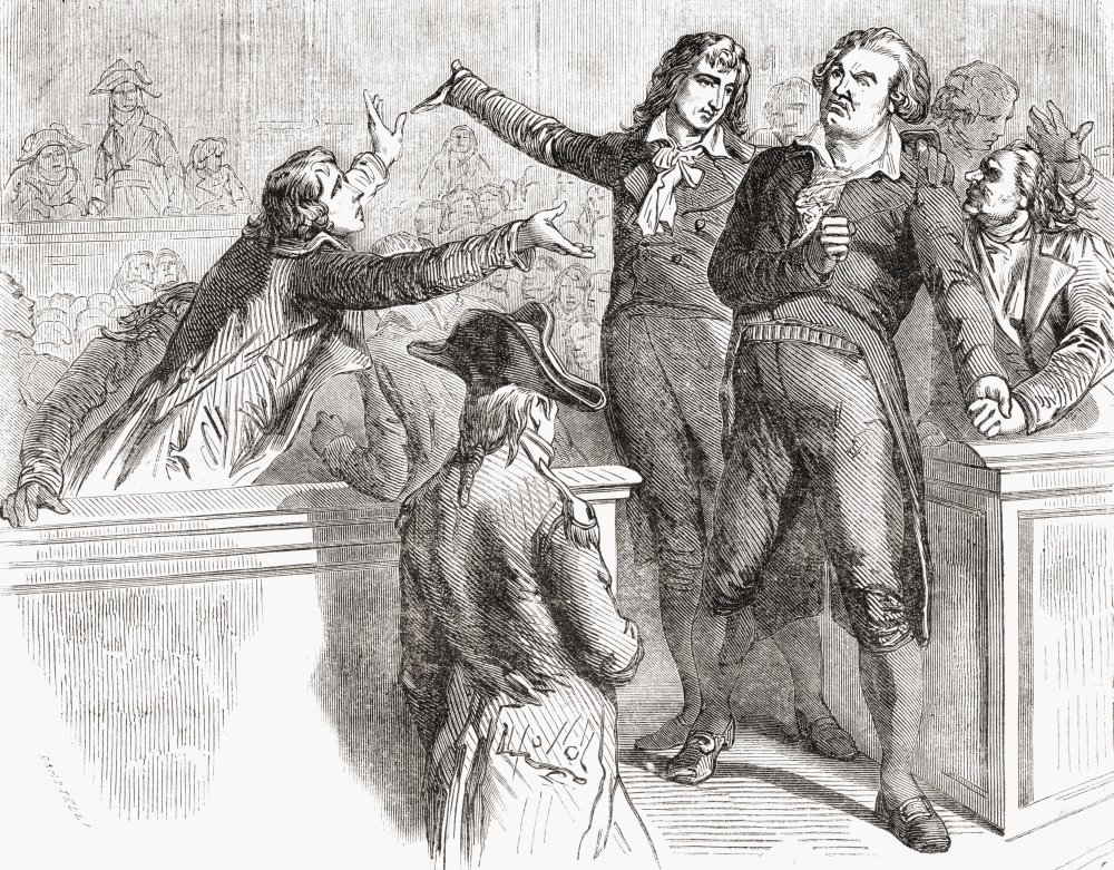 Danton & Camille Desmoulins Defend Themselves Before The Convention 30th March Poster Print, 17 x 13