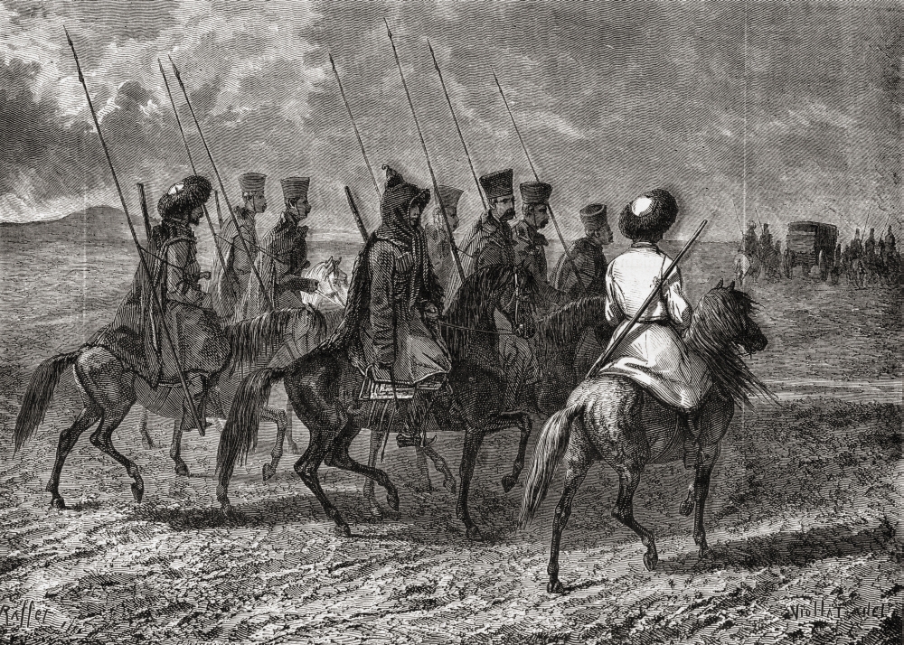 Cossack Escort Engraved by Pannemaker After Viollat From Histoire De La Revolution Francaise by Louis Blanc Poster Print, Large - 36 x 24