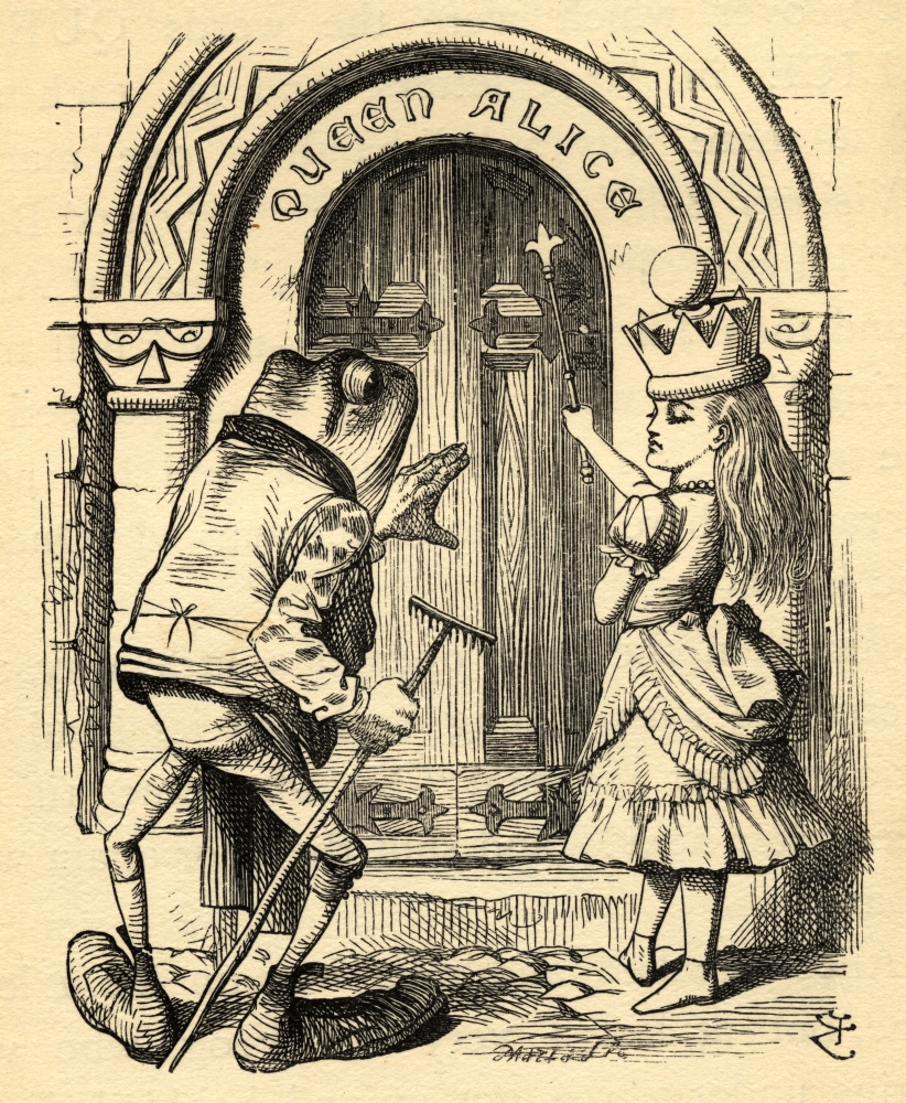 Picture of   Alice & The FrogIllustration by Sir John Tenniel&#44; 1820-1914 From The Book Through The Looking-Glass & What Alice Found There by Lewis Carroll Published London 1912 Poster Print&#44; 13 x 16