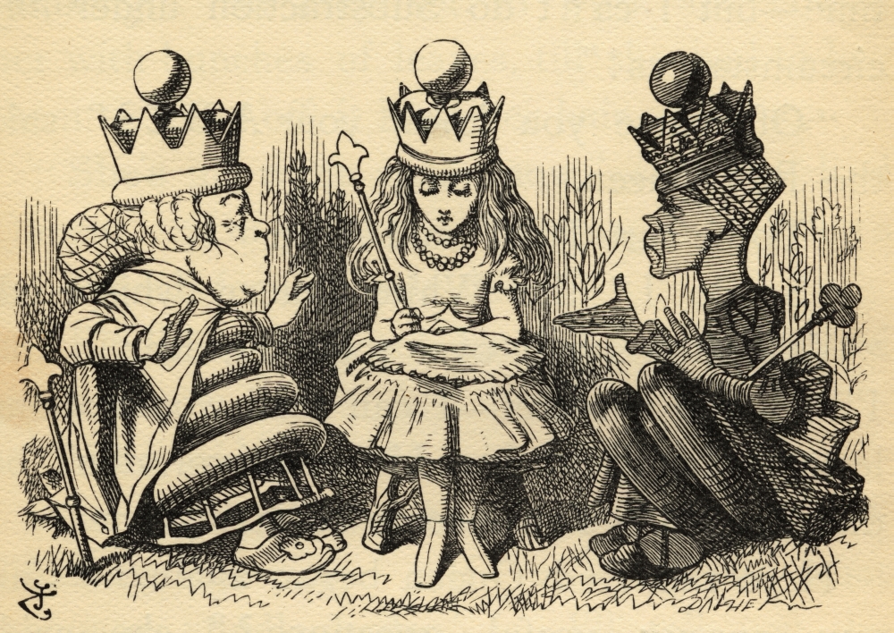 DPI1858366LARGE Alice with The White Queen & The Red Queen.Illustration by Sir John Tenniel Poster Print, Large - 36 x 24