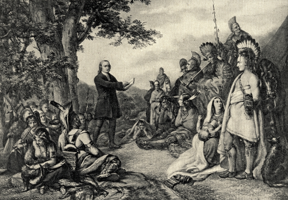 Picture of   John Wesley Preaching To The IndiansJohn Wesley&#44; 1703-1791 Anglican Clergyman&#44; Evangelist Founder of Methodist Movement Published in London 1900 Volume Ix Poster Print&#44; 18 x 12