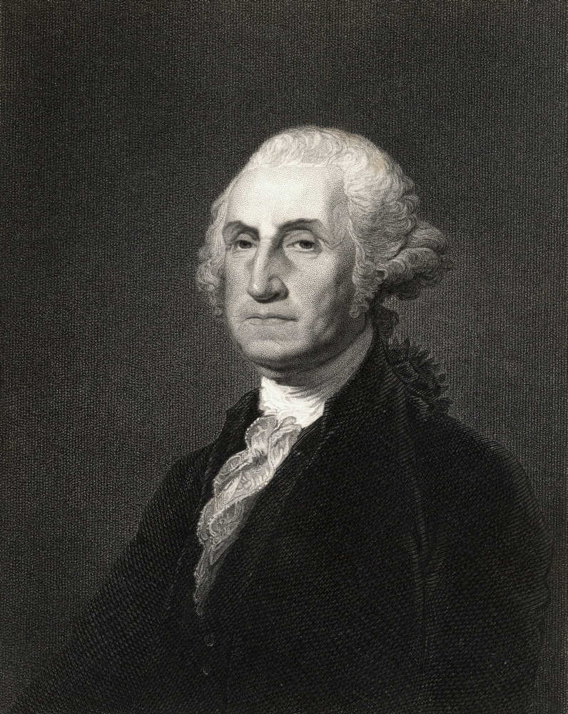 George Washington 1732-1799 First President of The United States From The Book Gallery of Portraits Published London Poster Print - 13 x 17