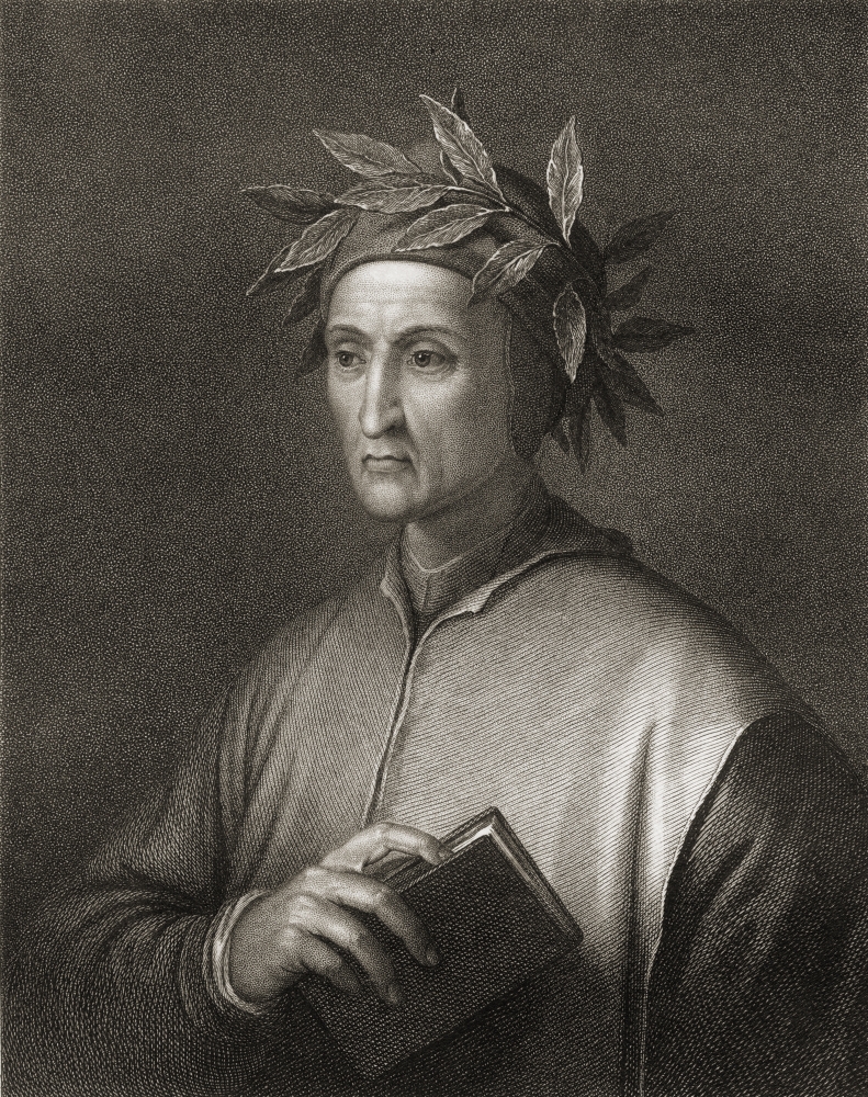 Dante Alighieri 1265-1321 Italian Poet From The Book -Gallery of Portraits Published London 1833 Print