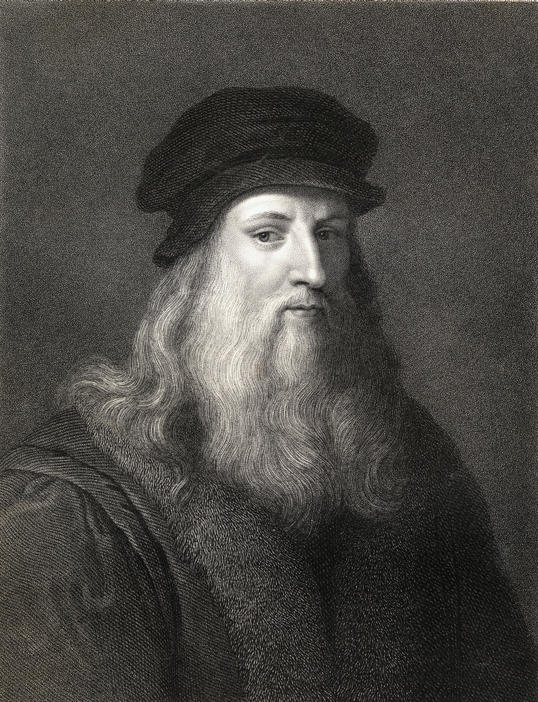 Leonardo Da Vinci 1452-1519 Florentine Artist From The Book -Gallery of Portraits- Published London 1833 Poster Print - Large - 26 x 34