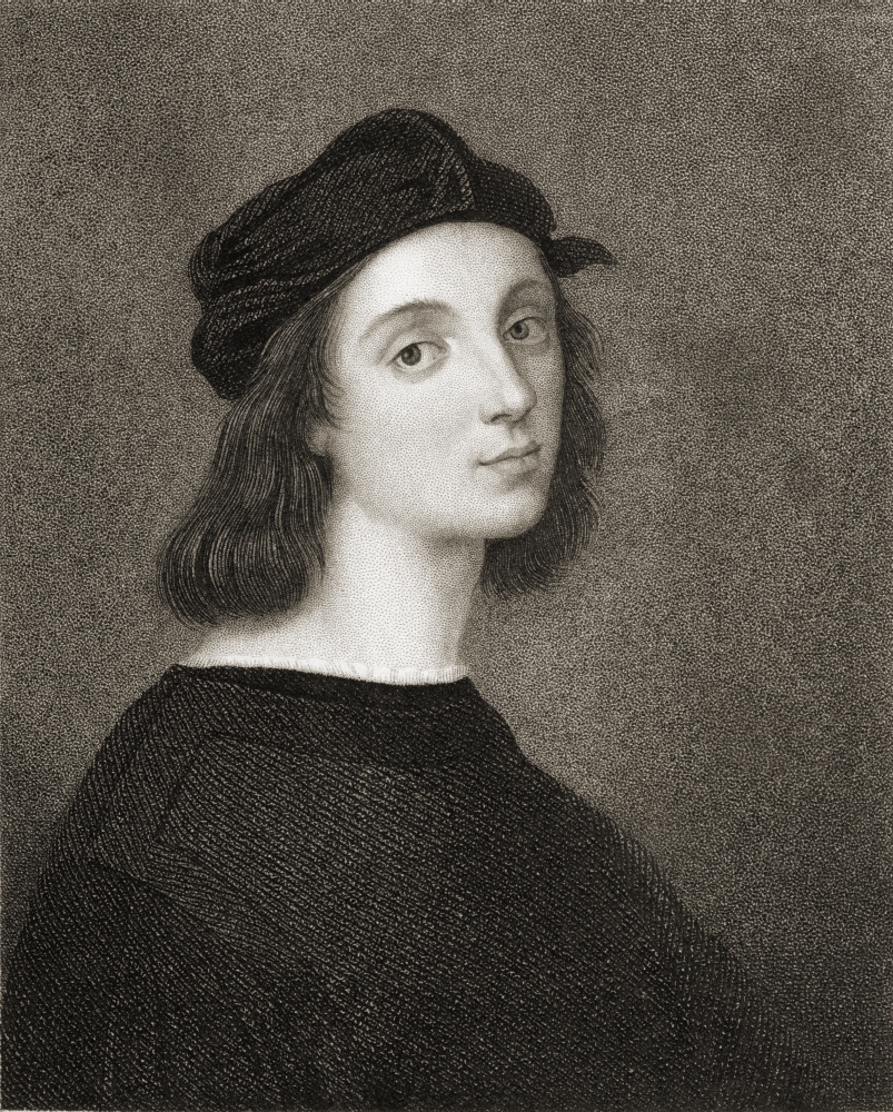 Sanzio Raffaello 1483-1520 Italian Painter & Architect From The Book -Gallery of Portraits Published London 1833 Poster Print