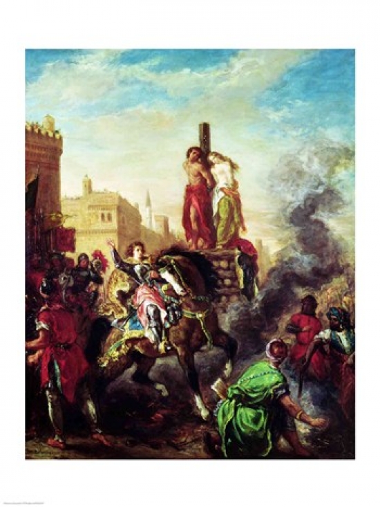 Picture of Posterazzi BALXIR218787 Olinda & Sophronia on The Pyre Poster Print by Eugene Delacroix - 18 x 24 in.