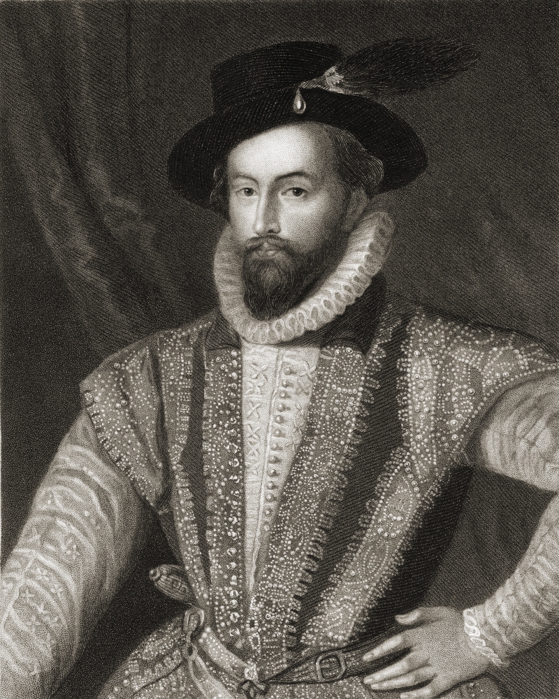 Sir Walter Raleigh C1554-1618 English Adventurer & Writer From The Book -LodgeS British Portraits Published London 1823 Poster Print - 13 x 17