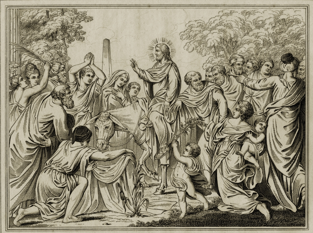 DPI1858927LARGE Christs Entry Into Jerusalem 19th Century Print From A Painting by Schiavoni Poster Print, Large - 34 x 26