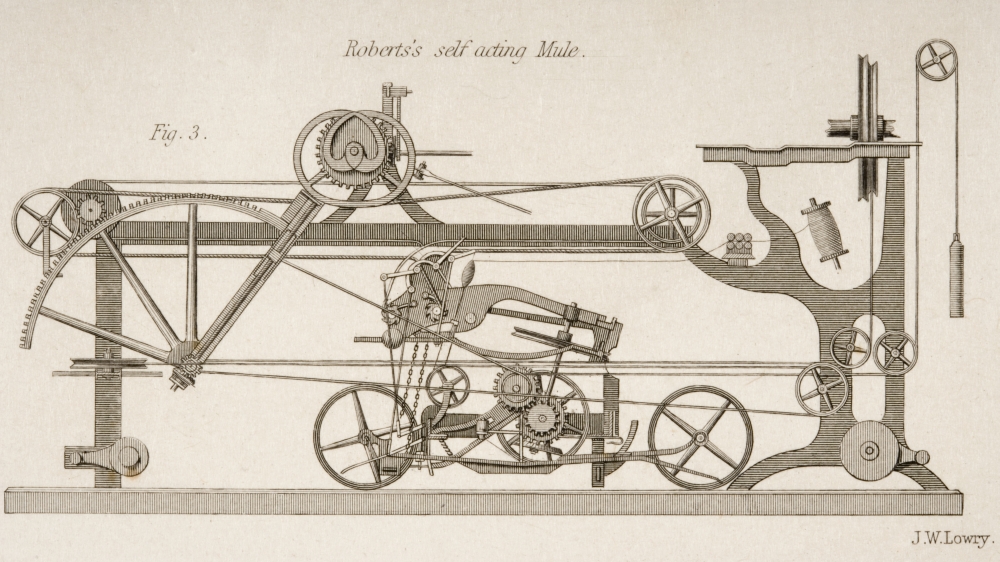 Roberts Self Acting Mule Drawn by J.W. Lowry in 1830S Poster Print