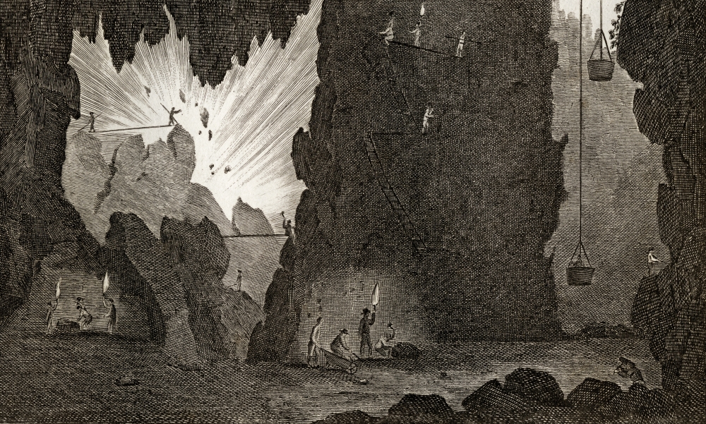View of An Iron Mine Engraved by Lester From The Book The Gallery of Nature & Art Volume II Published London C.1823 Poster Print, 19 x 11