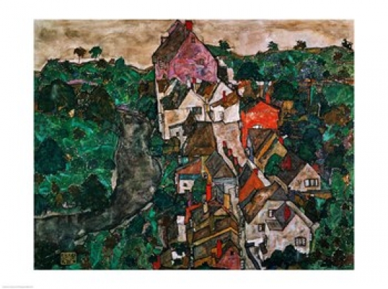 Landscape at Krumau Poster Print by Egon Schiele - 24 x 18 in.