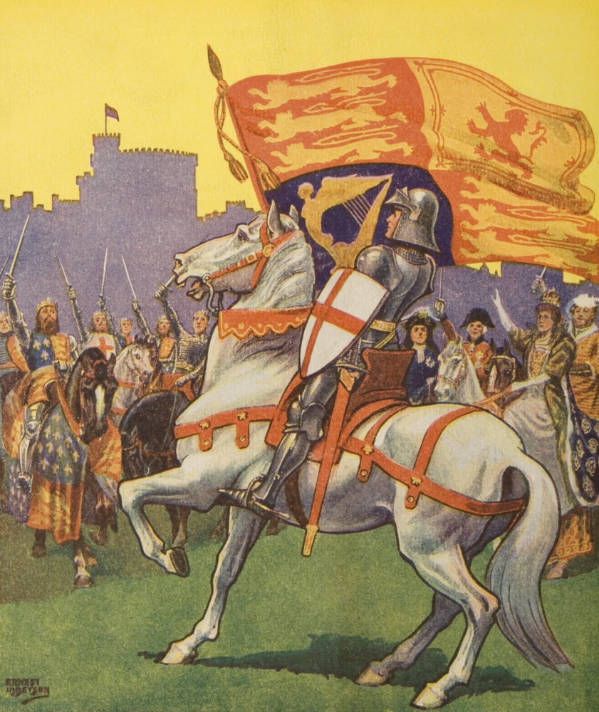 St George with Royal Standard & Shield with Cross of St George From Silver Jubilee Tattoo Aldershot Official Programme Poster Print, Large - 26 x 30