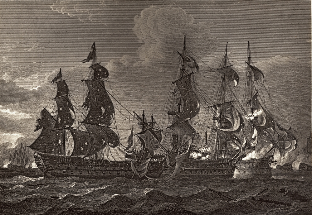 DPI1859332LARGE HMS Captain Boarding The San Nicolas & The San Josef During The Battle of Cape St Vincent 1797 Poster Print, Large - 36 x 24