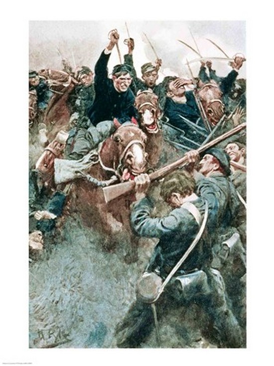 BALBAL108980 Jacksons Brigade Standing Like A Stone Wall Before The Federal Onslaught at Bull Run Print by Howard Pyle - 18 x 24 in.
