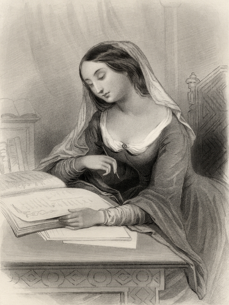 Picture of   Heloise&#44; 1101-1162 French Student & Lover of Pierre Abelhard Engraved by C. Cook After G Staal From The Book World Noted Women by Mary Cowden Clarke&#44; Published 1858 Poster Print&#44; 12 x 16