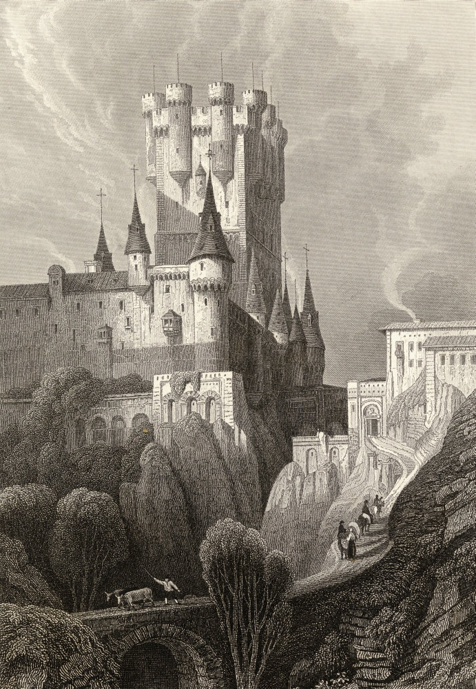 DPI1859527 Segovia Spain Alcazar Before 1862 Fire From A 19th Century Print Poster Print, 12 x 18