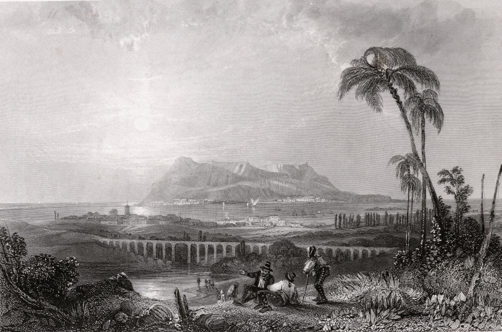 Gibraltar Seen From Algeciras 19th Century Drawn From Nature by Lieutenant H.E. Allen Engraved by C. Bentley Poster Print