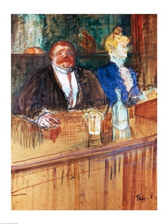 Picture of Posterazzi BALXIR20086LARGE In The Bar - The Fat Proprietor & The Anaemic Cashier 1898 Poster Print by Henri De Toulouse-Lautrec - 24 x 36 in. - Large