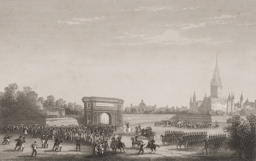 Napoleons Triumphal Entry Into Milan June 2 1800 Engraved by H. Bibby After Poster Print - 36 x 22