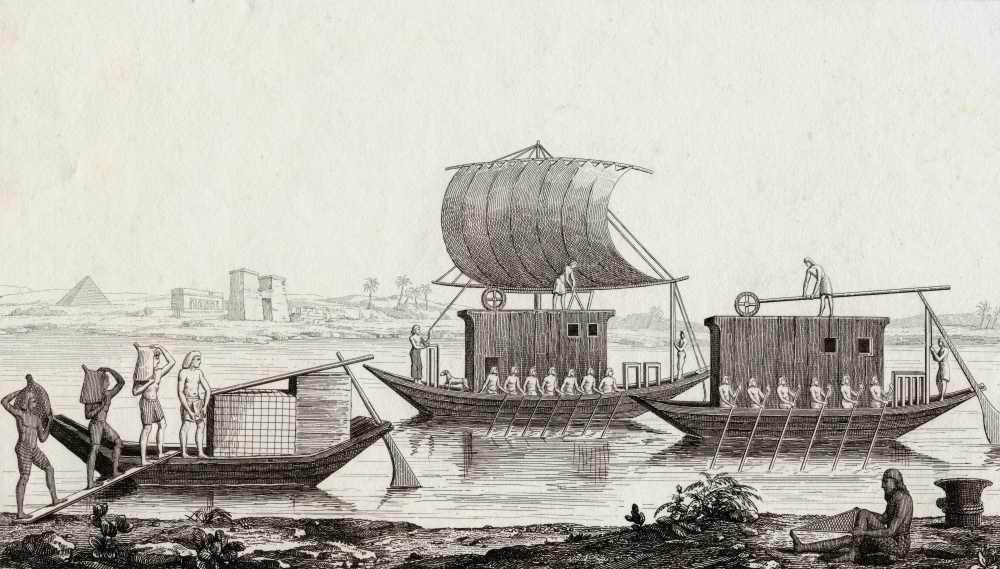 DPI1859697 Navigation Du Nil 19th Century Print Drawn by A.Lenoir Engraved by E.Ollivier Poster Print, 20 x 11