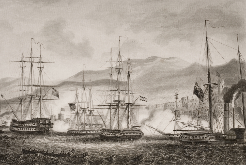 DPI1859587LARGE Attack On Sidon by Commodore Charles Napier September 1840 Engraved G Poster Print, Large - 36 x 24