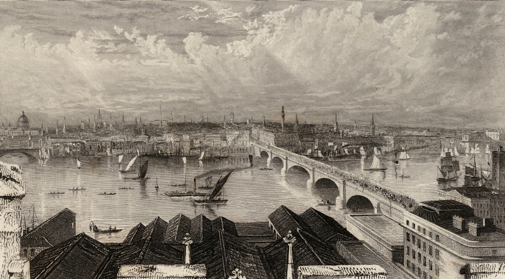 DPI1859624LARGE London From The Tower of Saint Saviours 19th Century Print Drawn & Engraved by W.B.Scott Poster Print, Large - 40 x 22