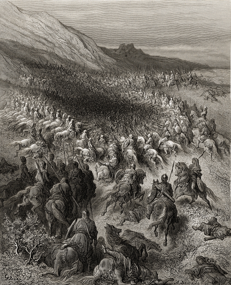 Crusaders Surrounded by Saladins Army 1187 Poster Print