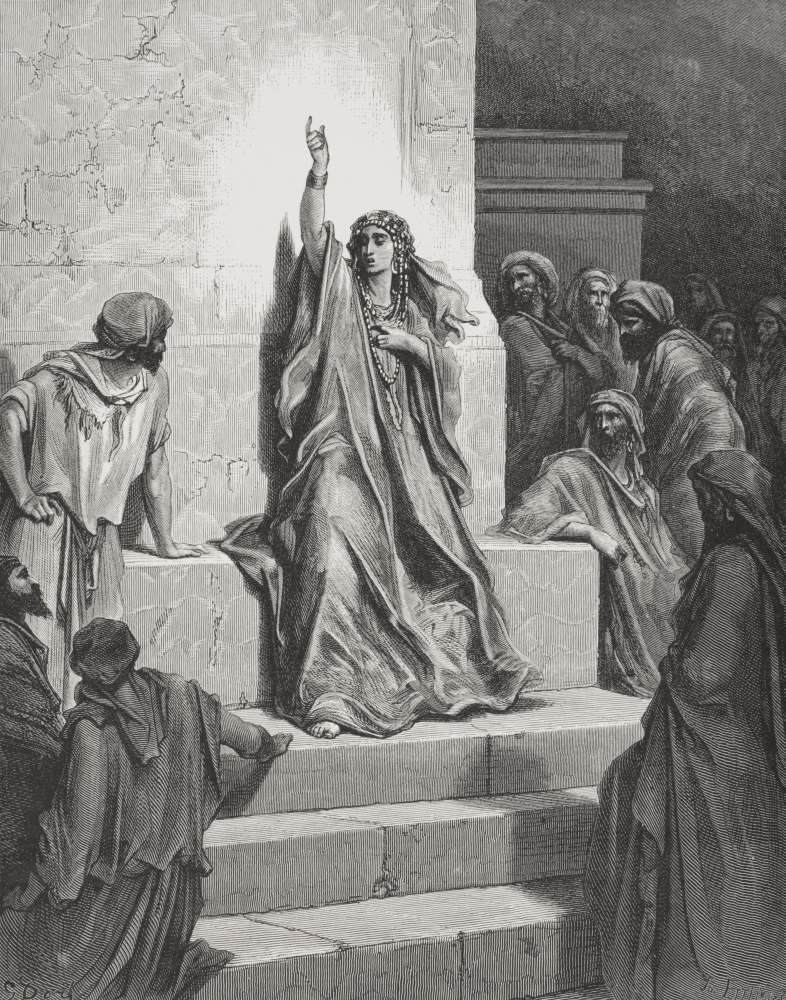 Engraving From The Dore Bible Illustrating Judges V 1 & 2 Deborah by Gustave Dore 1832-1883 French Artist & Illustrated Poster Print - Large - 26 x 34