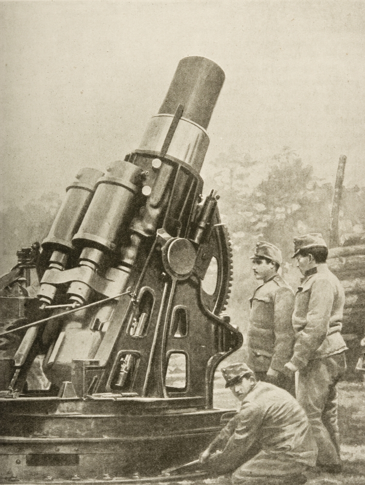 Austrian 12-Inch Siege Howitzer & Mount Weighing Over 28 Tons Manufactured by Skoda Fired 1000 Plus Pounds Shell Poster Print - Large - 26 x 34