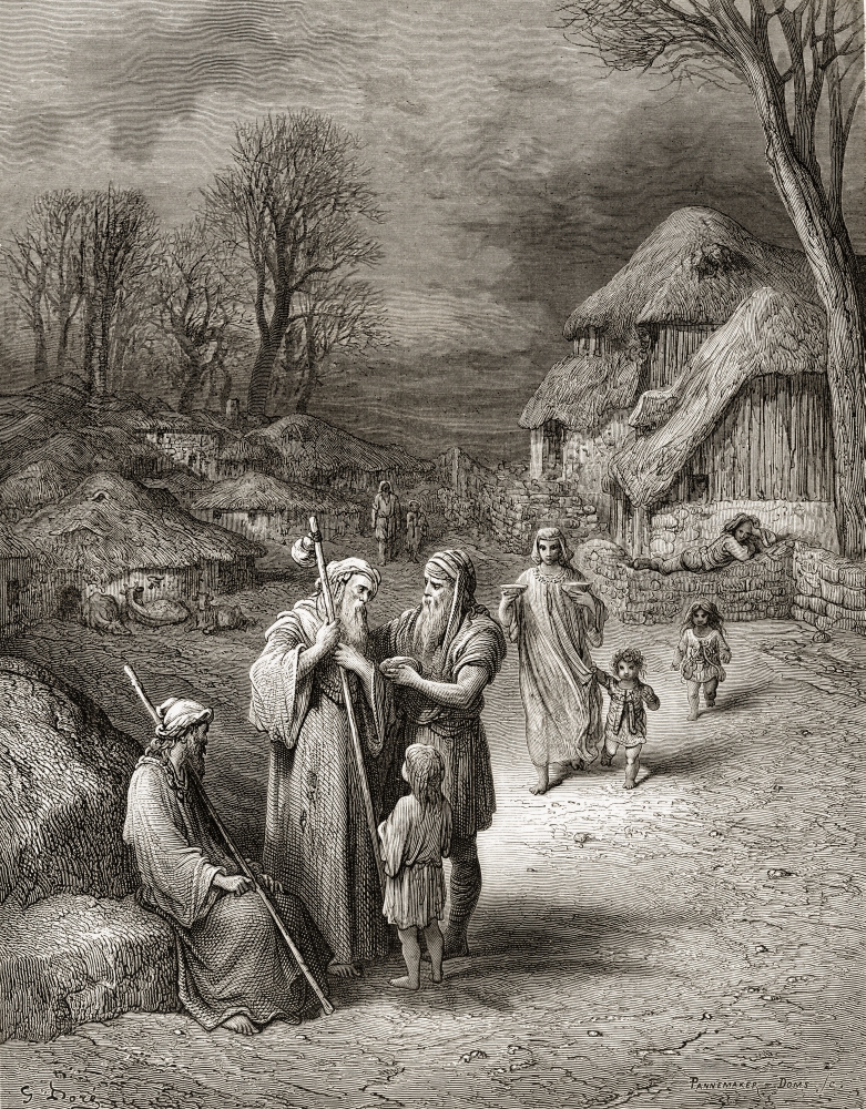 Pilgrims Being Fed by Peasants Poster Print - 13 x 17