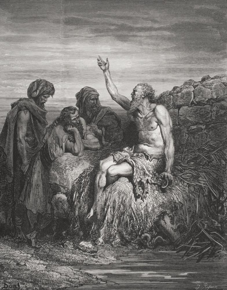 Engraving From The The Dore Bible Illustrating Job VI 1 To 4 Job & His Friends by Gustave Dore 1832-1883 French Artist Poster Print, 13 x 17
