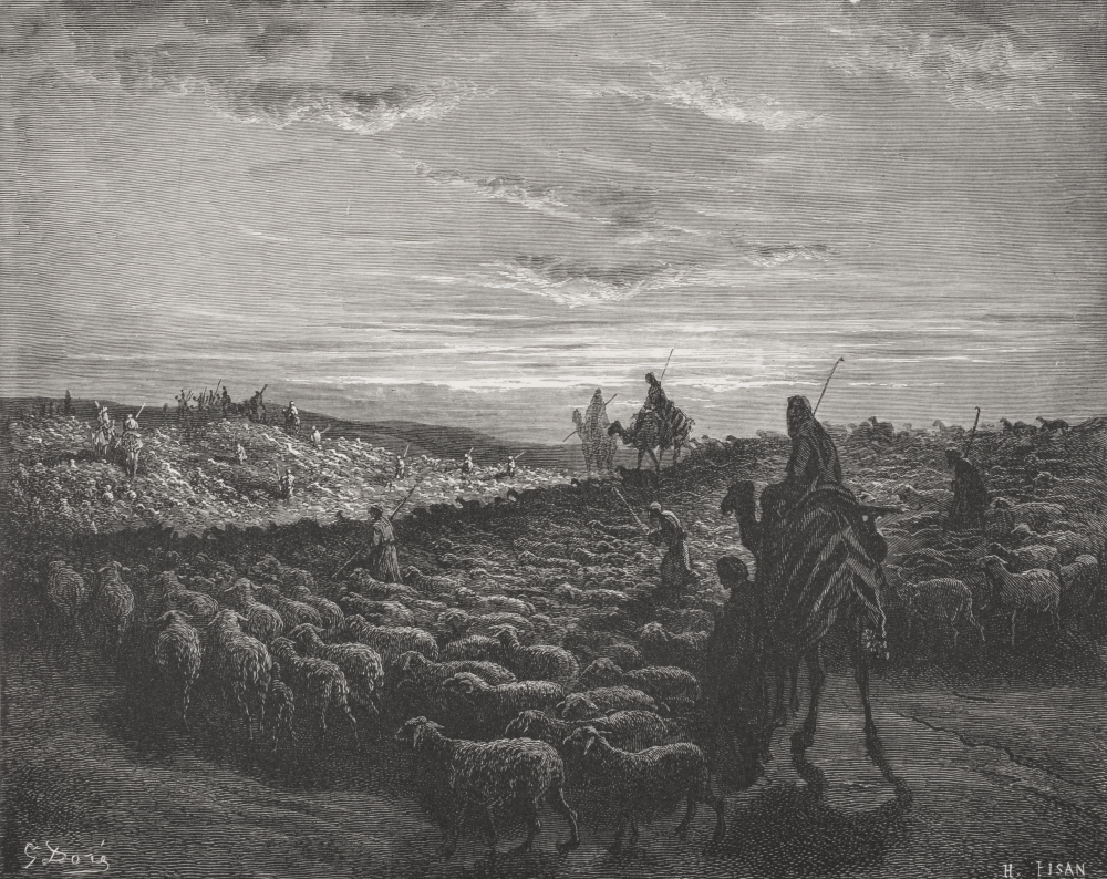 Engraving From The Dore Bible Illustrating Genesis Xiii 1 To 4 Abraham Journeying Into The Land of Canaan by Gustave Dor Poster Print - 17 x 13