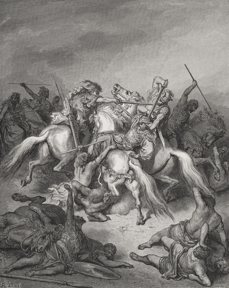 Engraving From The The Dore Bible Illustrating 2 Samuel Xxi 16 & 17 Abishai Saves The Life of David by Gustave Dore 18 Poster Print, Large - 26 x 34