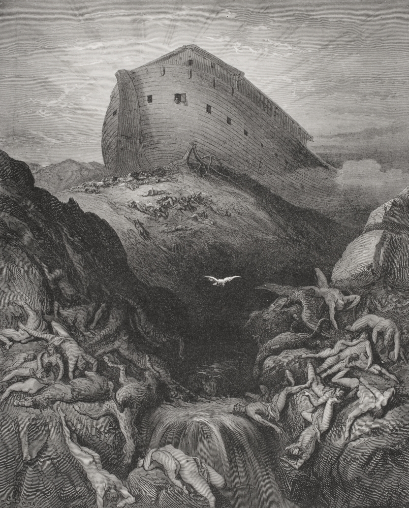 Engraving From The Dore Bible Illustrating Genesis Xiii 8 & 9 The Dove Sent Forth From The Ark by Gustave Dore 1832-18 Poster Print, 13 x 17