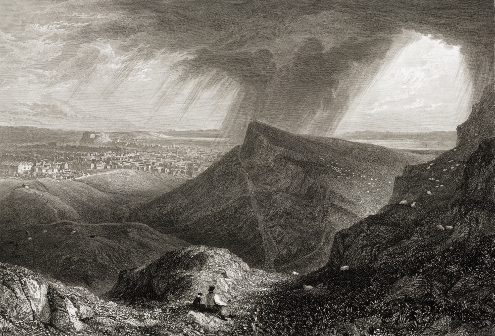 Edinburgh From The Ascent To Arthurs Seat From The Original Painting by Lt Poster Print - Large - 36 x 24