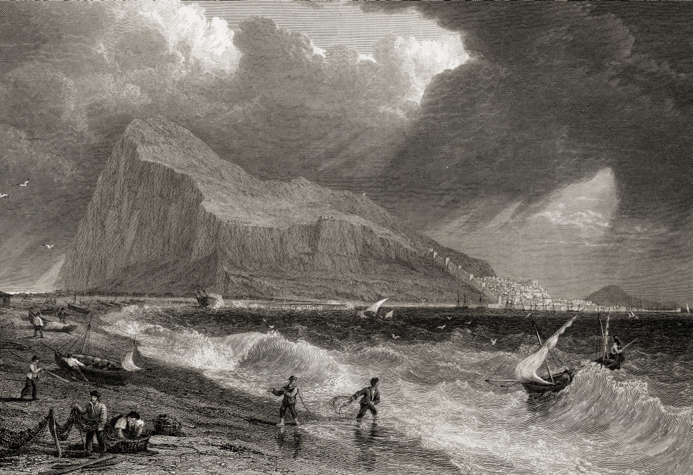 Gibraltar From The Bay Side From The Original Painting by Lt Col Batty FRS From The Book Select Views of Some Poster Print - Large - 36 x 24