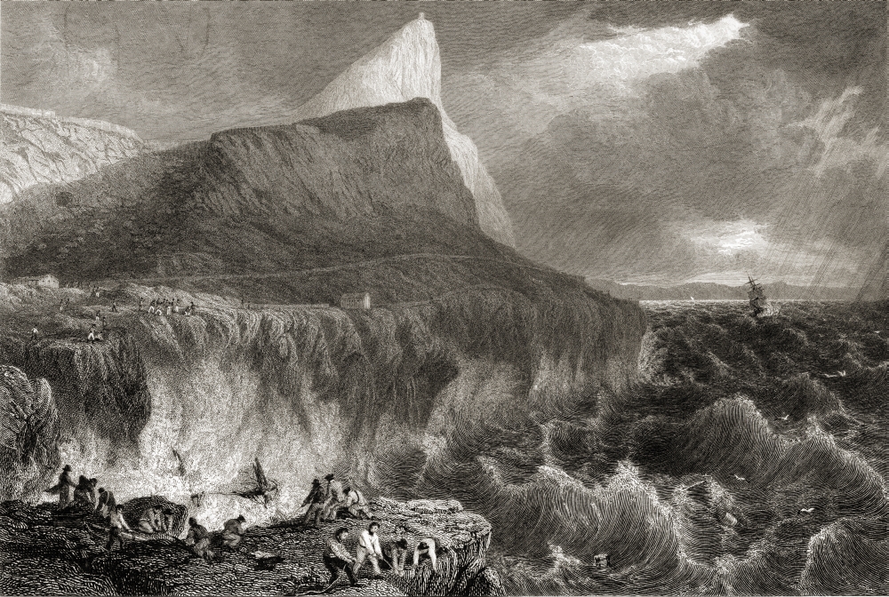 Gibraltar From Europa Point From The Original Painting by Lt Col Batty FRS From The Book Select Views of Some Poster Print - Large - 36 x 24