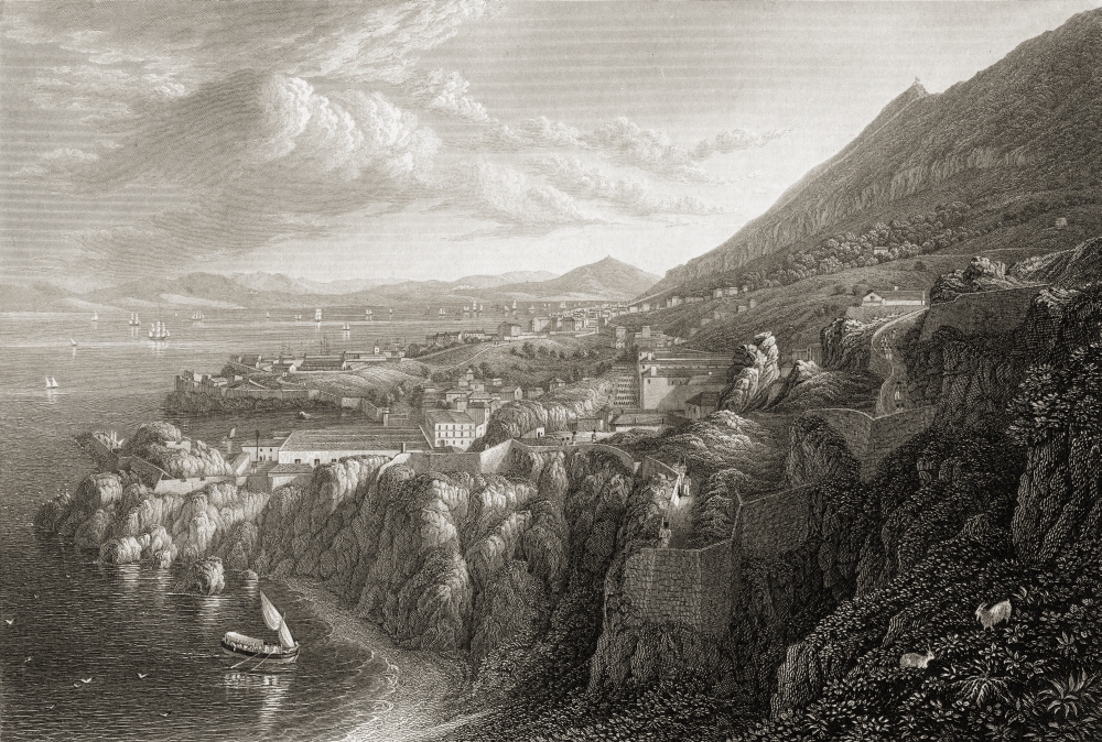 Gibraltar From Above Camp Bay From The Original Painting by Lt Col Batty FRS From The Book Select Views of Some Poster Print - Large - 36 x 24