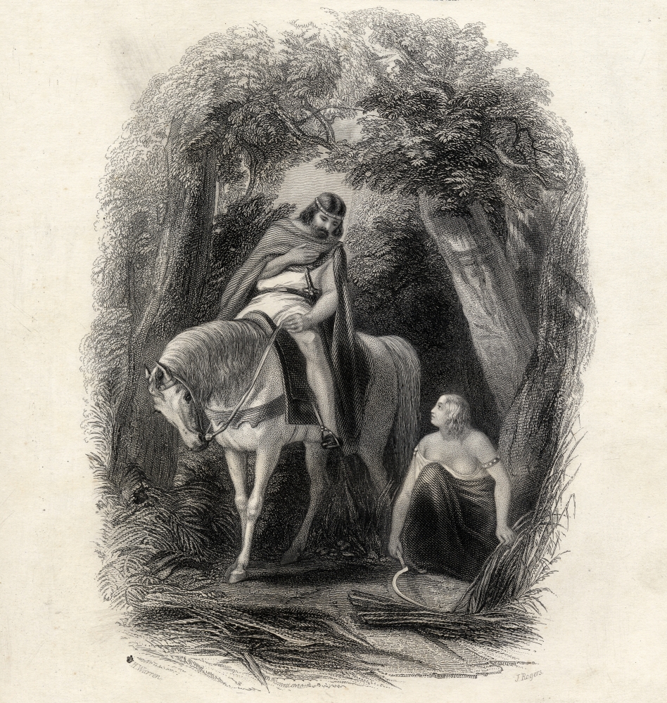 King Cormac & The Fair Eithne Drawn by HWarren Engraved ByjRogers From The History of Ireland by TWright C1855 Poster Print, Large - 28 x 30