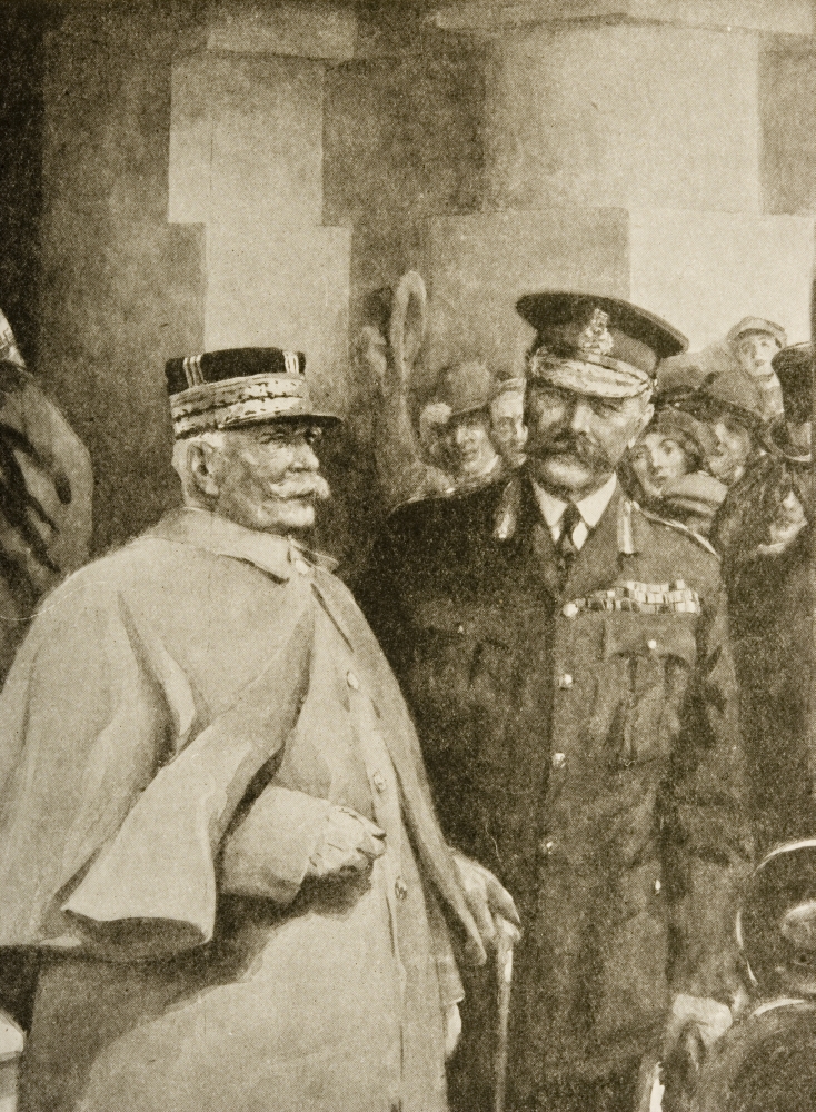 Picture of Posterazzi Co-Ordinating Allied Strategy - General Joffre Leaving The War Office with Lord Kitchener On October 29, 1915, During His First Visit To London Since The Outbreak of The War.Draw