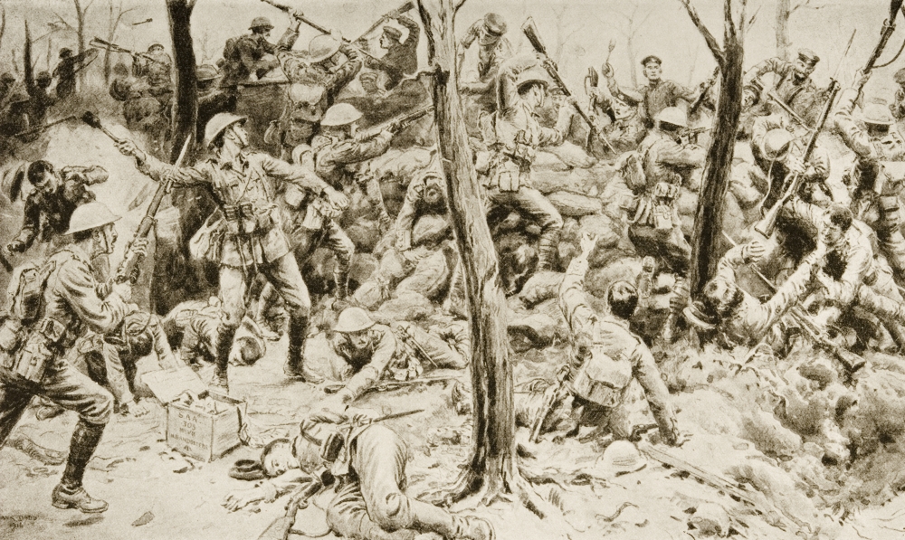 Picture of Posterazzi DPI1859835 Heroes of Delville Wood - The Glorious Defence of The South Africans In July 1916 Drawn by Frank Dadd Print&#44; 18 x 11