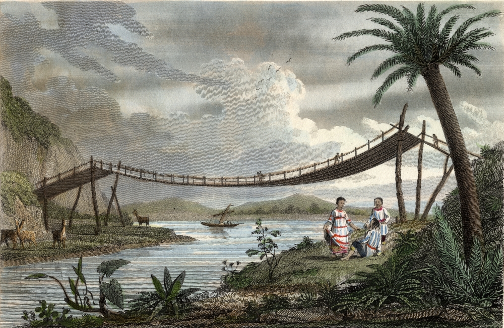 DPI1859855 A Bridge of Ropes Near Penipel Engraved by Storer. Published September 1 1820 Poster Print, 19 x 12