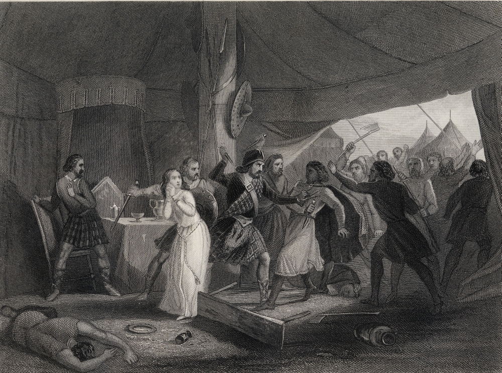The Murder of Shane Oneill. Drawn by H.Warren Engraved by J.Rogers Poster Print - 17 x 13