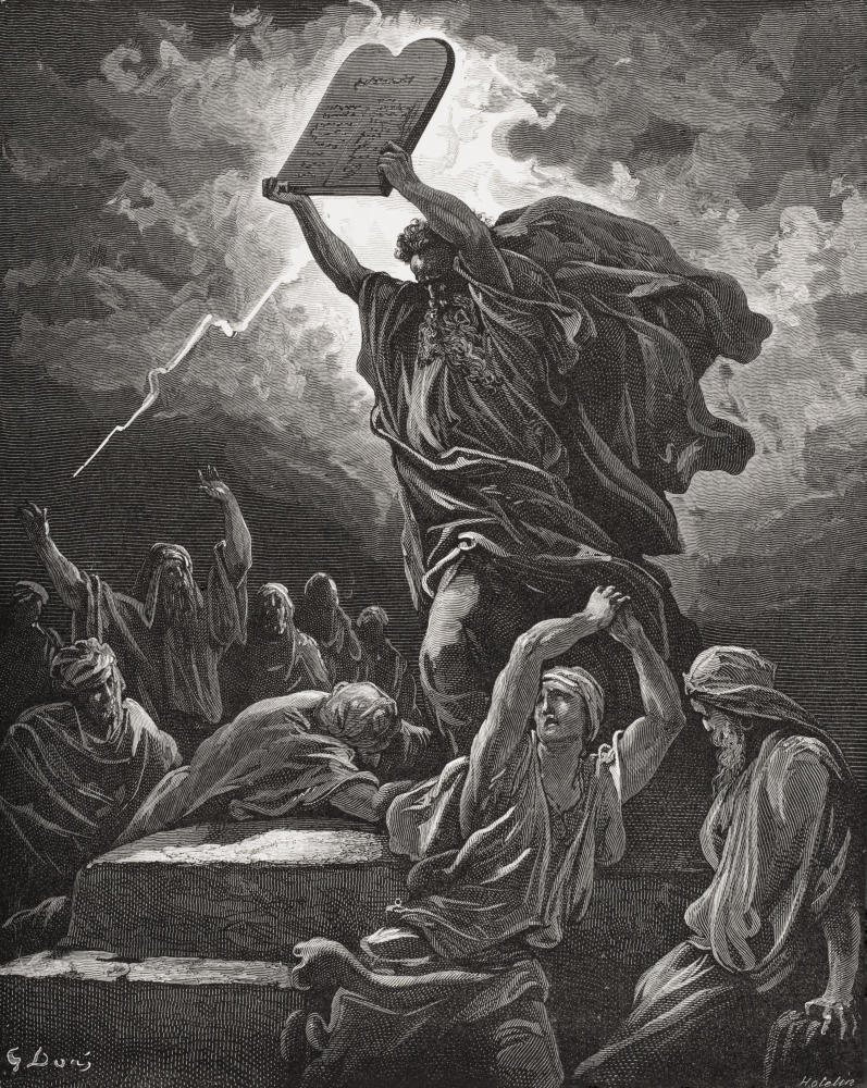 Engraving From The Dore Bible Illustrating Exodus Xxxii 19 Moses Breaking The Tables of The Law by Gustave Dore 1832-188 Poster Print, 13 x 17
