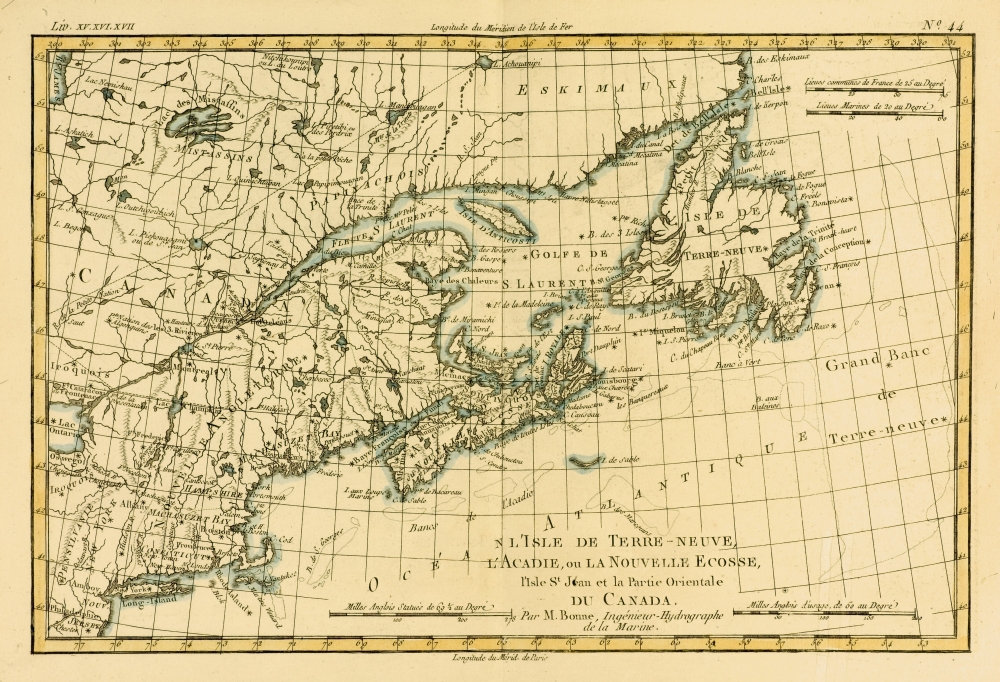 DPI1859938LARGE Map of Newfoundland Nova Scotia & Eastern Canada Circa. 1760 From Atlas De Poster Print, Large - 34 x 24