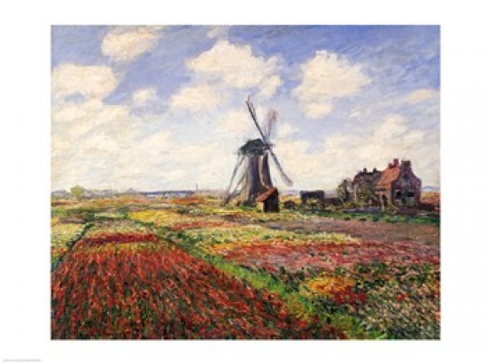 Picture of Posterazzi BALXIR37019 Tulip Fields with The Rijnsburg Windmill 1886 Poster Print by Claude Monet - 24 x 18 in.