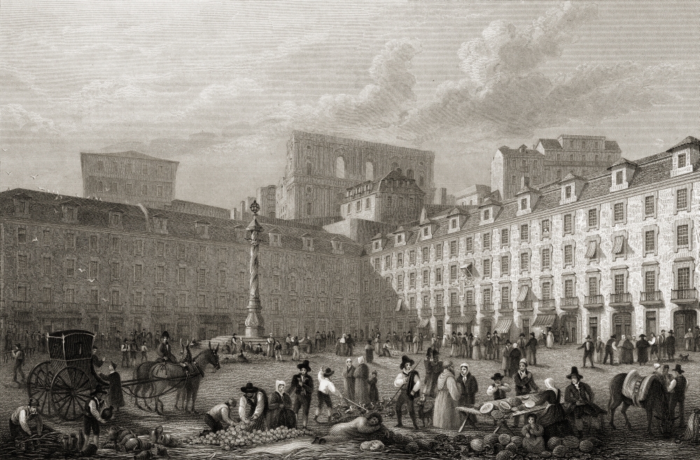 Lisbon The Largo Do Pelourinho From The Original Painting by Lt Col Batty FRS From The Book Select Views of Some Poster Print - Large - 36 x 24
