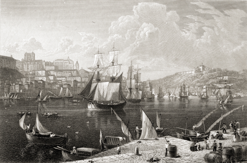 Oporto From The Quay of Villa Nova From The Original Painting by Lt Col Batty FRS From The Book Select Views Poster Print - Large - 36 x 24