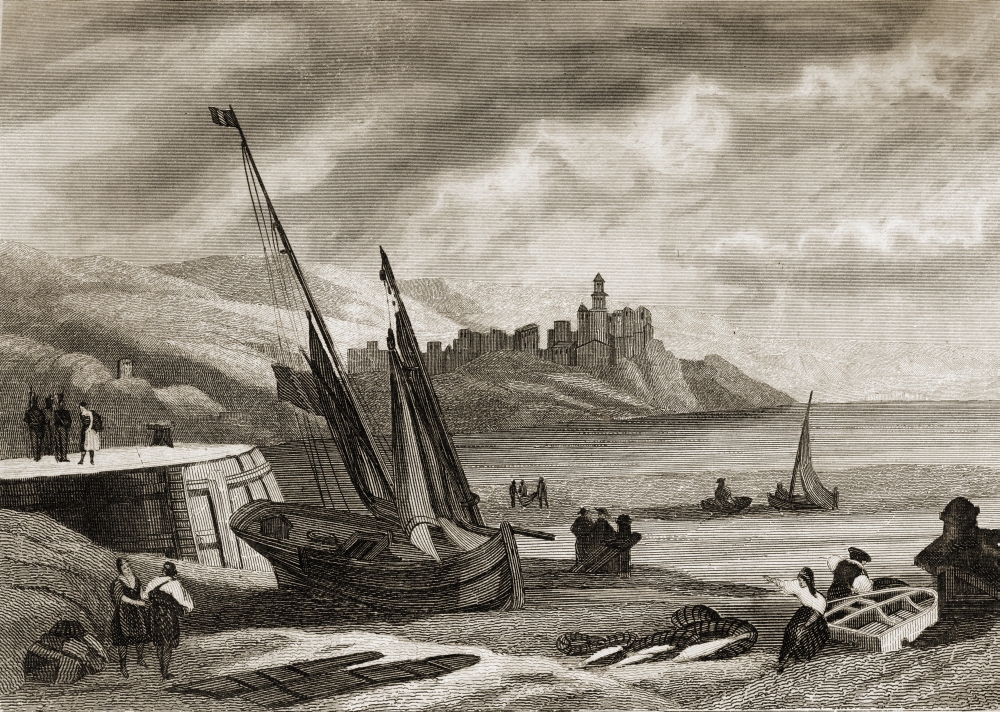 Fuenterrabia & Olarso Point Basque Province & Guipuzcoa Coast Spain in The 18th Century Poster Print, 18 x 12